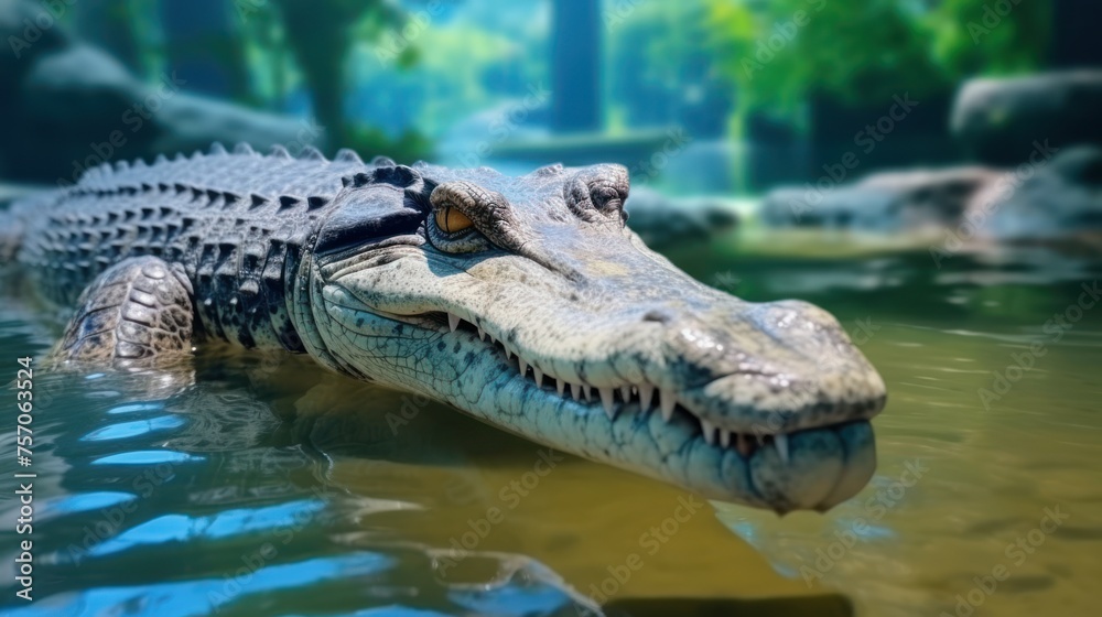 Fototapeta premium wild crocodile in bank river