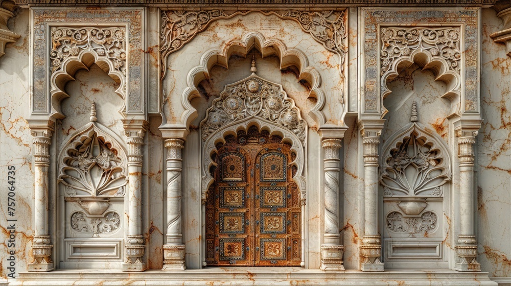 Ramadan Background. Middle Eastern Islamic architectural door and wall carvings