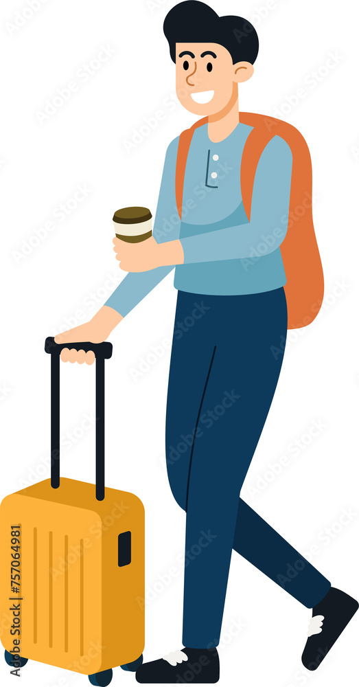 Man tourist characters with backpack, bag, and suitcases. Man tourist characters with backpack, bag, and suitcases.