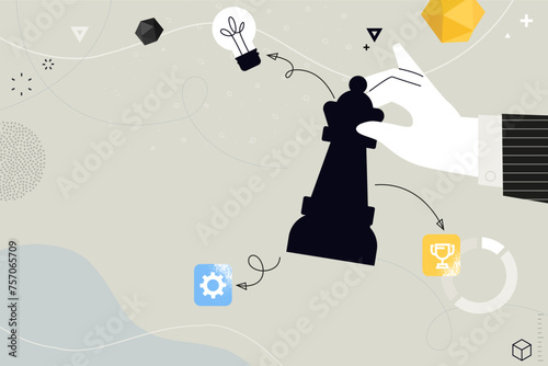 Business concept illustration. Vector illustration of business strategy, tactics, marketing, solutions, consulting. Creative concept for web banner, social media banner, business presentation, marketi