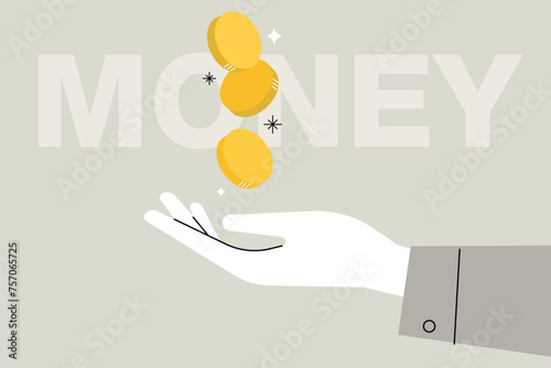 Business concept illustration. Vector illustration of money, finance, banking, profit, investment. Creative concept for web banner, social media banner, business presentation, marketing material. 
