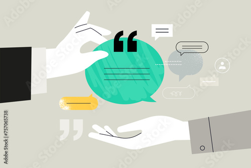 Business concept illustration. Vector illustration of testimonial, review, rating, comment, feedback. Creative concept for web banner, social media banner, business presentation, marketing material. 