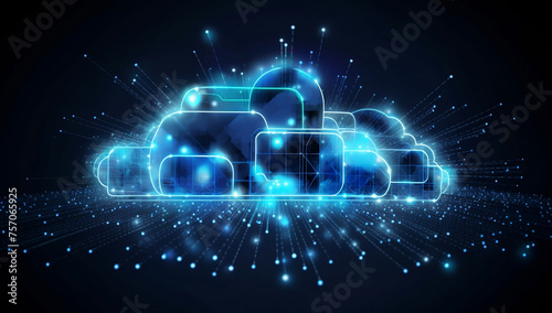 Modern illiustration of a futuristic cloud system