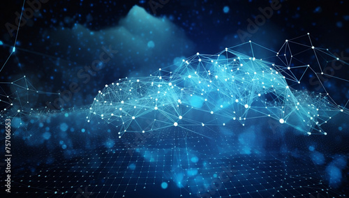 Modern illiustration of a futuristic cloud system
