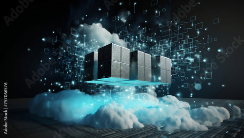 Modern illiustration of a futuristic cloud system
