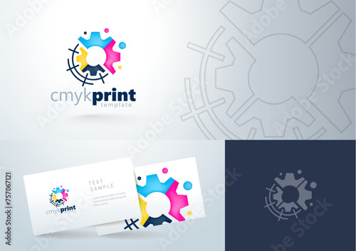 Logo Cmyk Print Abstract Gear and Lines vector