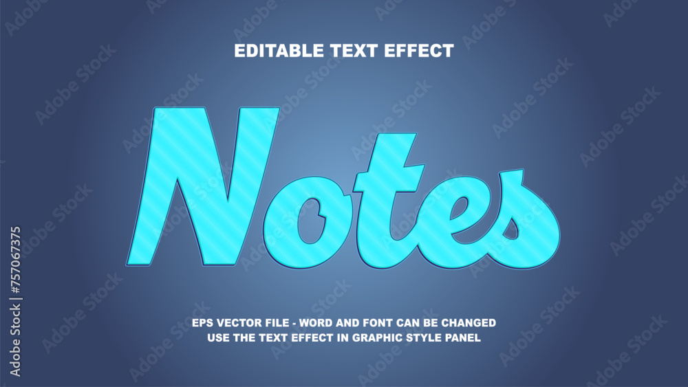 Editable Text Effect Notes 3D Vector Template