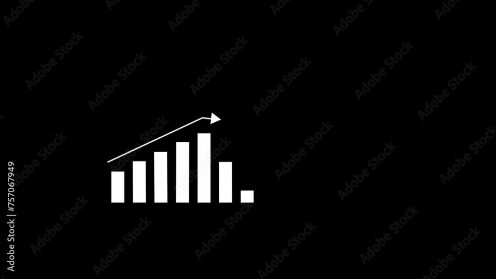 White color business graph chart animation on black background. Business graph growth concept animation. White color business graph chart animation on black background. Business graph growth concept animation.