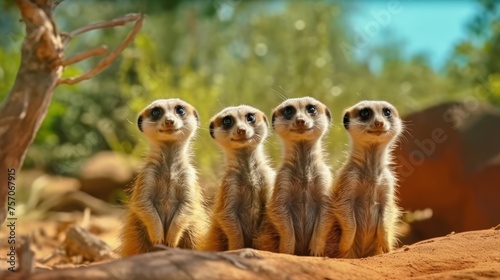 Wallpaper Mural a view meerkats alertly stand in a outdoors near the nest hole Torontodigital.ca