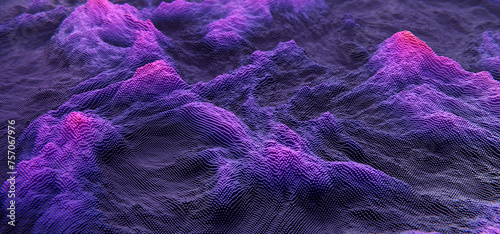 Abstract purple cubic landscape technology background. Technology concept