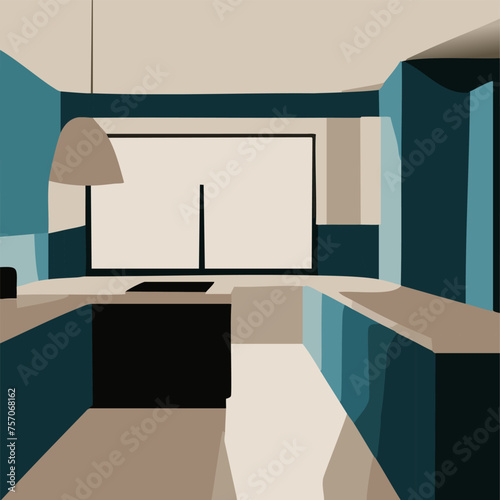 home modern home kitchen vector illustration 10 eps. Furniture at home