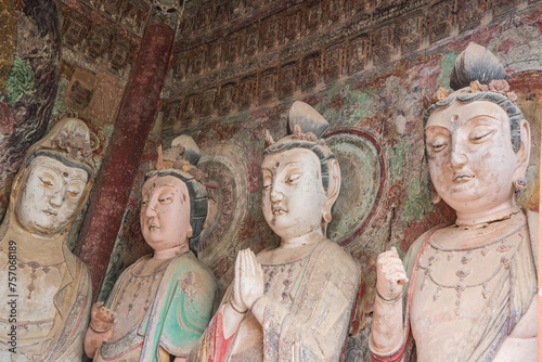 Statues at Maijishan Grottoes, Tianshui City, Gansu Province, China photo