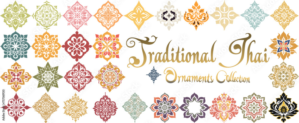 Fototapeta premium Collection of Traditional Thai Ornaments and Patterns