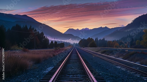 In the valleys where the train tracks pass through, the silhouettes of surrounding mountains create incredible vistas during sunrise and sunset, with the contrasting colors between the colorful sky 