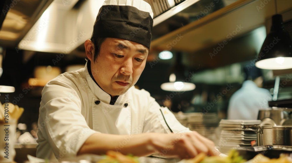 Fototapeta premium The chef is creating a special menu.