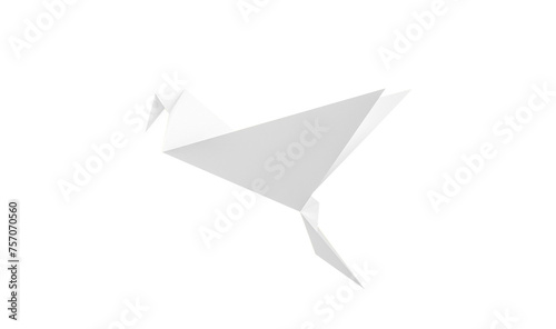 Close up Origami white paper flying bird. PNG Png transparency.