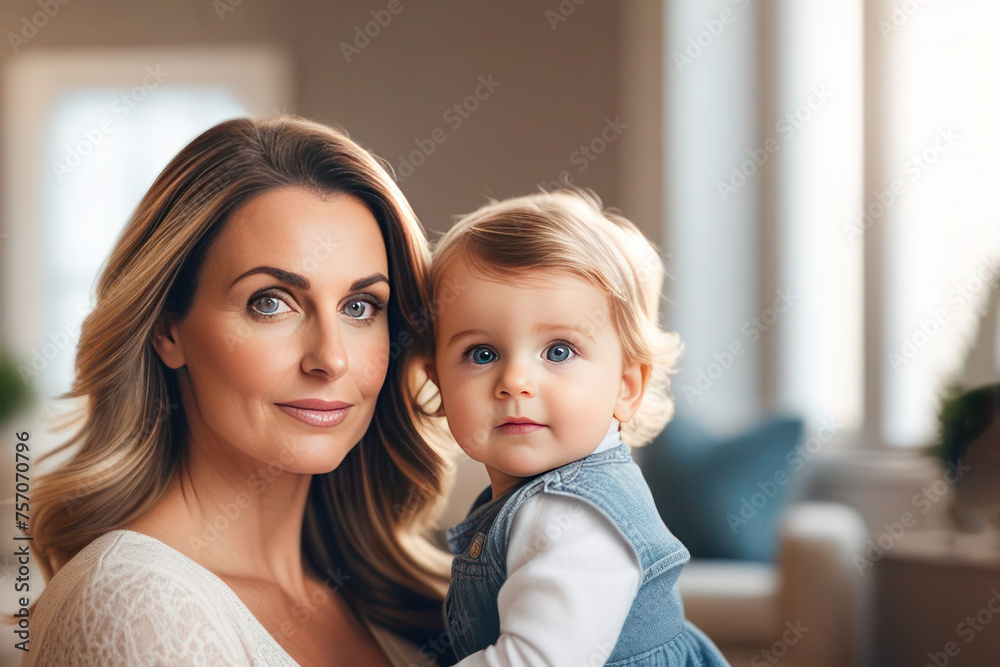 Happy Mother's Day. Mom and her daughter smile and hug. Family vacation and unity. The Joy and Tenderness of Motherhood. Happy Mother's Day. Mom and her daughter smile and hug. Family vacation and unity. The Joy and Tenderness of Motherhood.