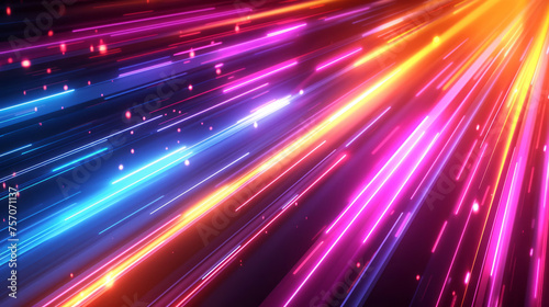 Vibrant abstract background with dynamic neon motion blur and light effects