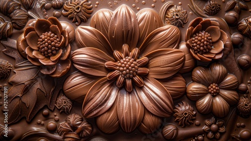 Carved flowers from sweet chocolate