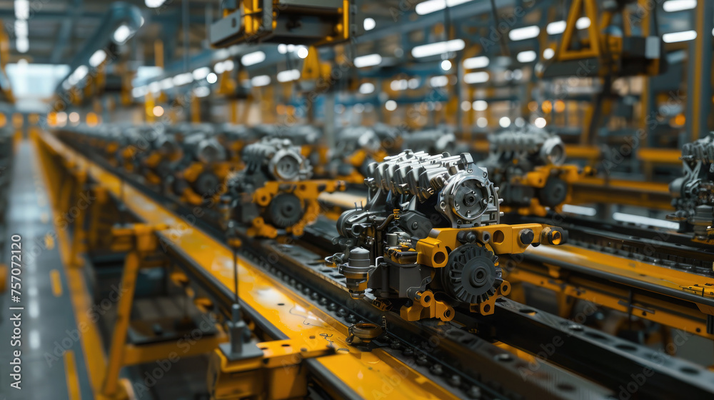 Automobile Engine Assembly Line in Factory