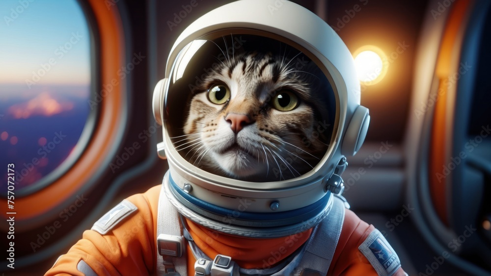 Astro-Paws Curious Cat Astronaut Ready for a Space Adventure