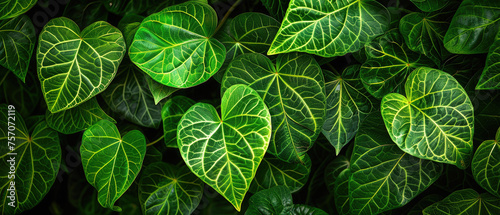 Lush Green Tropical Leaves Background