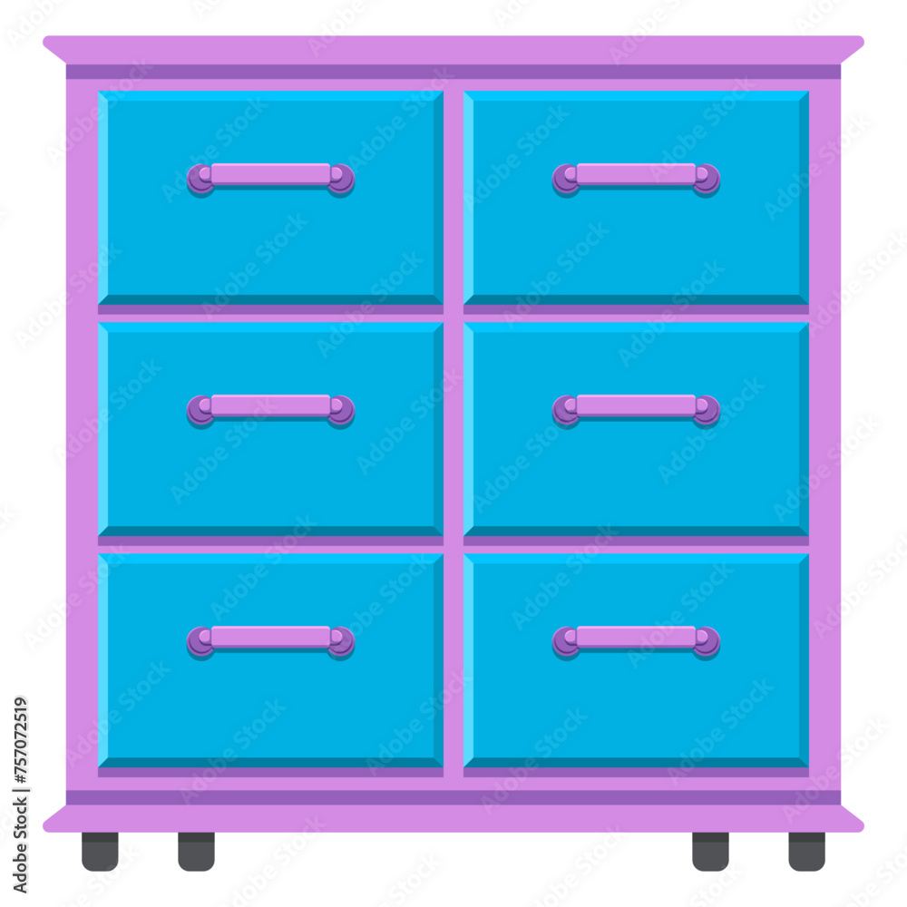 Dresser for kids bedroom vector cartoon illustration isolated on a white background.