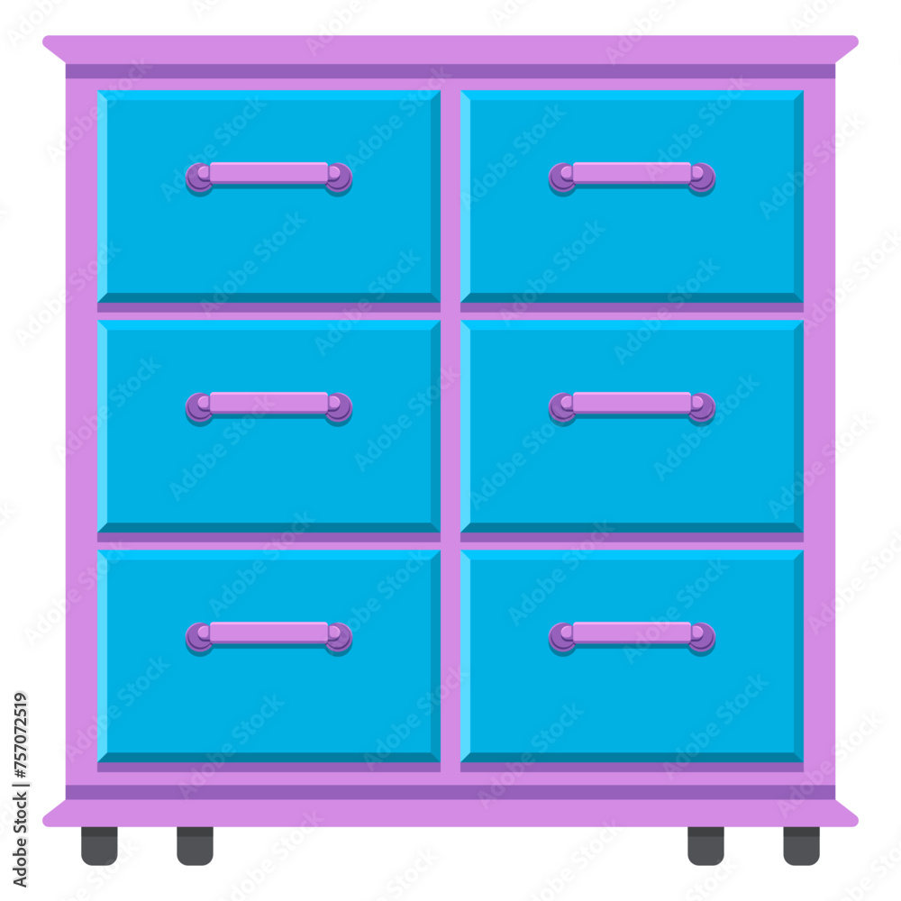 Dresser for kids bedroom vector cartoon illustration isolated on a white background. Dresser for kids bedroom vector cartoon illustration isolated on a white background.