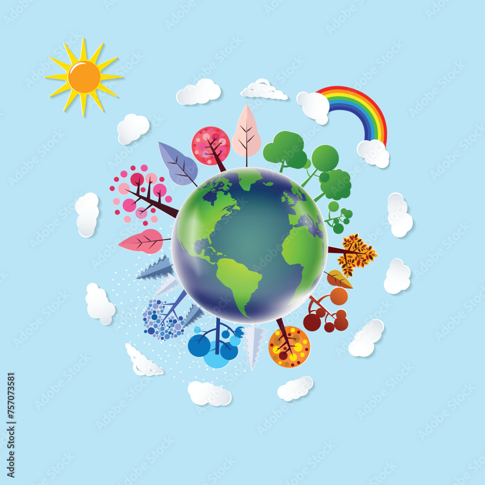 Naklejka premium Paper Style Earth Day Celebration Illustration 3d Vector 