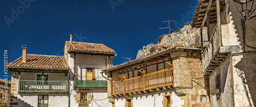 Traditional Architecture, Old Town, Orbaneja del Castillo, Medieval Village, Comarca del Páramo, Valley of Sedano, Burgos, Castilla y León, Spain, Europe photo