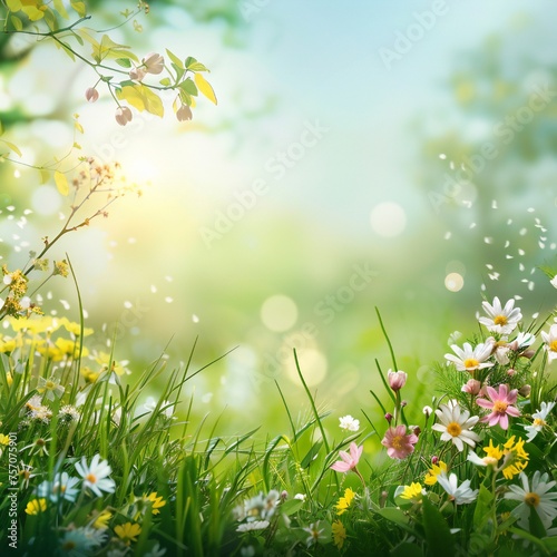 Soft spring background with empty copy space Generative Ai  © LayerAce.com