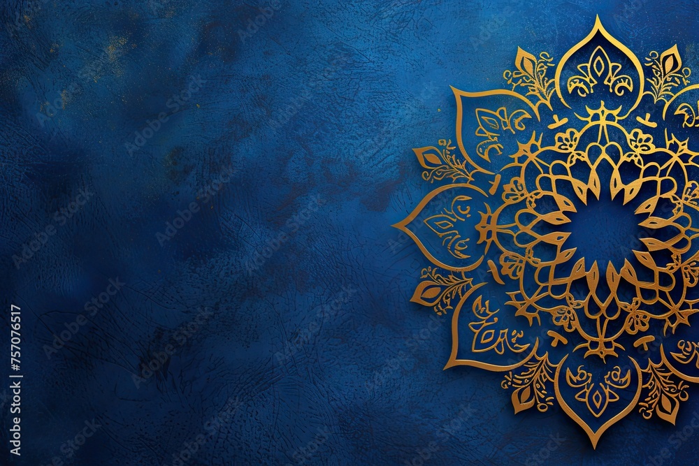 desktop wallpaper background with arabic light of ornament isolated on indigo background  - obrazy, fototapety, plakaty 