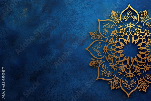 desktop wallpaper background with arabic light of ornament isolated on indigo background 