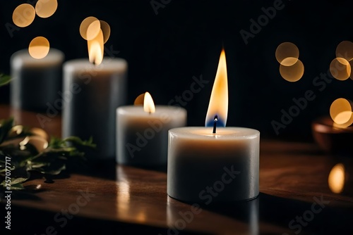 burning candle in the dark night