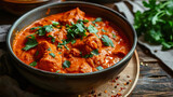 Chicken Tikka Masala, close-up angle view, ultra realistic food photography