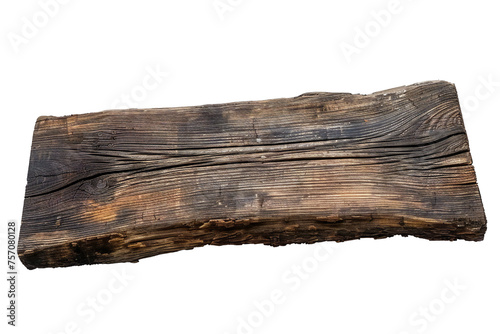 Piece of dark empty wood banner isolated on transparent background Generative Ai 