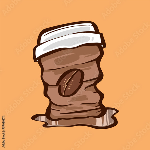 dented and broken coffee cup illustration