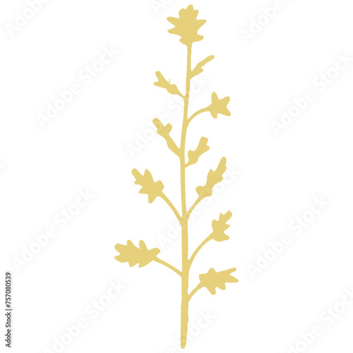 Golden leaf floral stem bunch tree vector decoration can change color © Jo