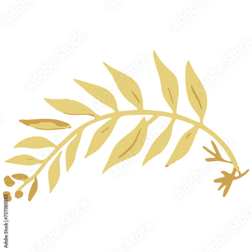 Wallpaper Mural Golden leaf floral stem bunch tree vector decoration can change color Torontodigital.ca