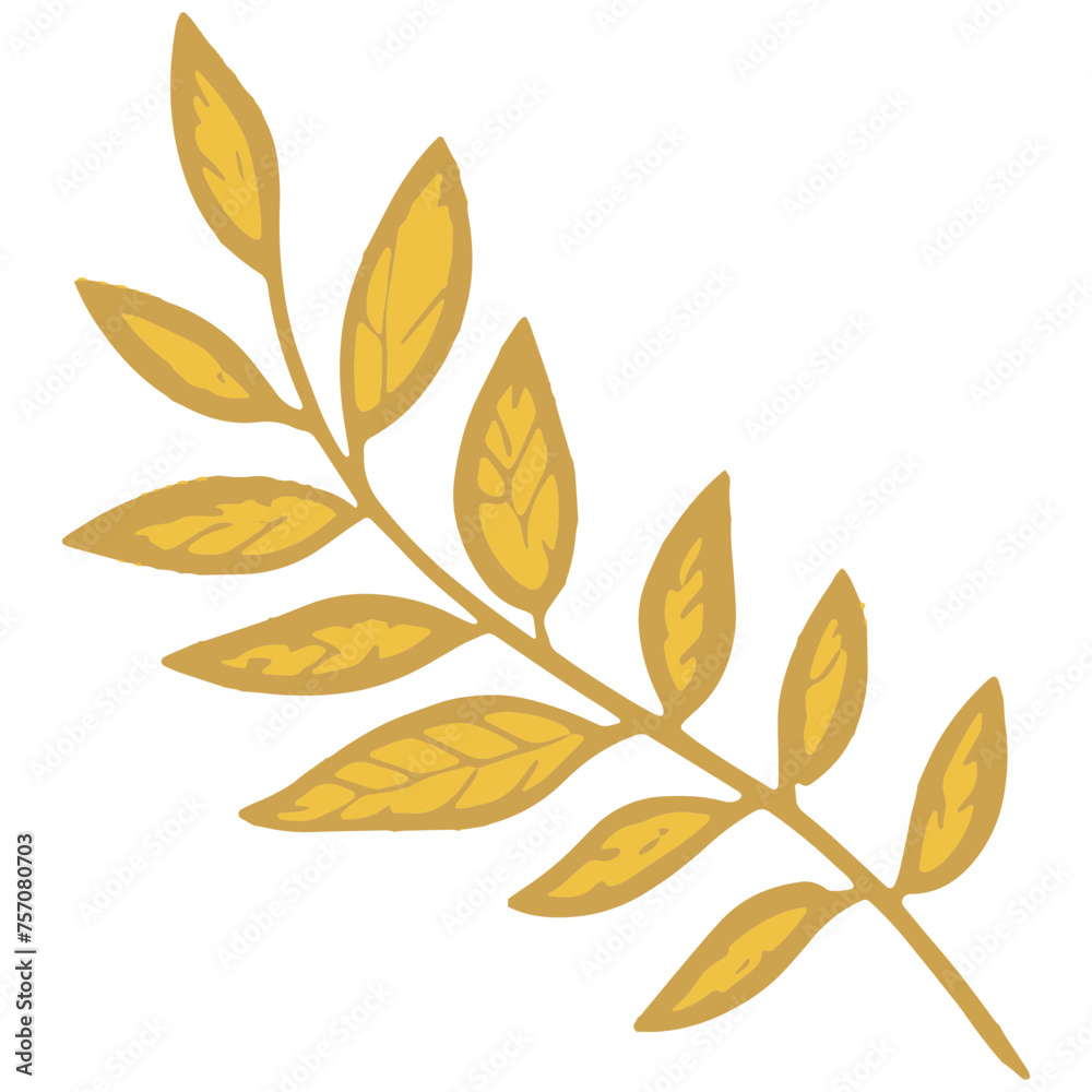 Golden leaf floral stem bunch tree vector decoration can change color. Golden leaf floral stem bunch tree vector decoration can change color.