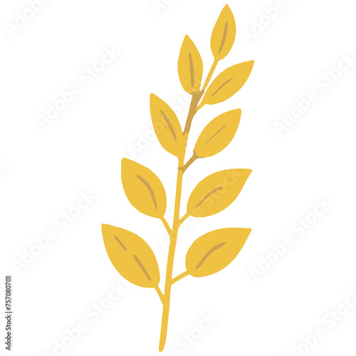 Golden leaf floral stem bunch tree vector decoration can change color.