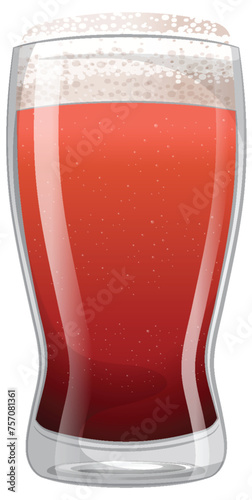 Vector illustration of a frothy red ale in a glass.