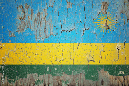 Rwanda flag painted on the cracked wall