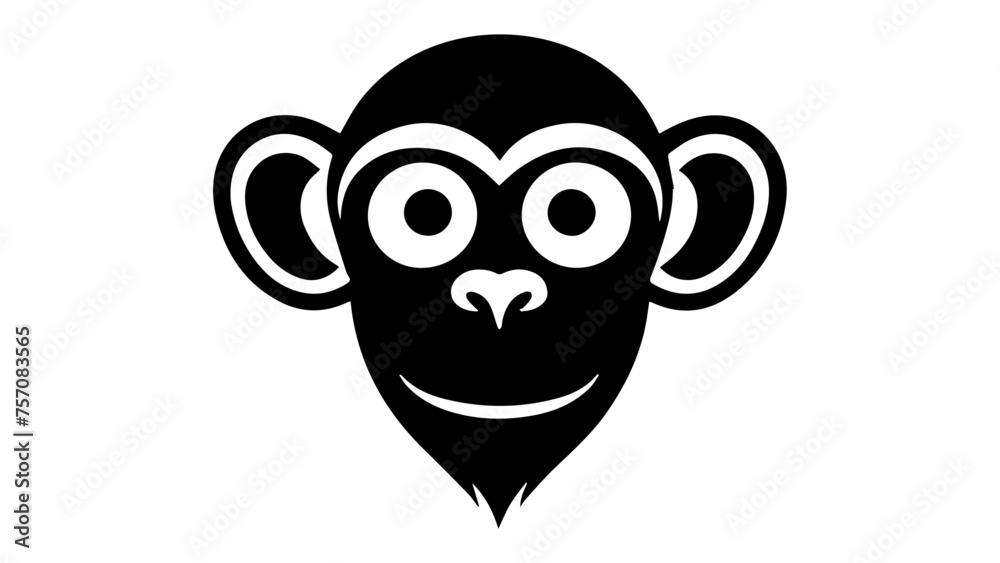 Obraz premium monkey face vector shape, silhouette, design