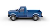 realistic blue pickup truck on isolated white background. Transport and transportation concept