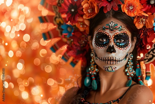 Celebrate DÃ­a de los Muertos with a Vibrant Sugar Skull Generative AI photo