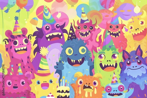 Colorful Monster Party A Celebration of Creativity and Unique Designs Generative AI