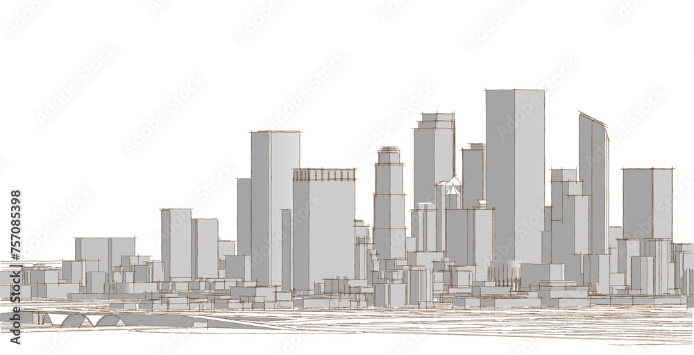 Fototapeta premium modern city panorama 3d illustration