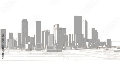 modern city panorama 3d illustration