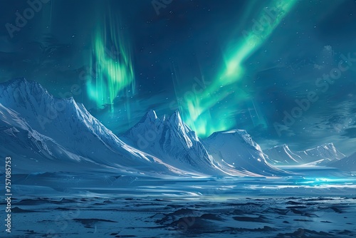 An arctic expanse where auroras are created by the breath of polar dragons